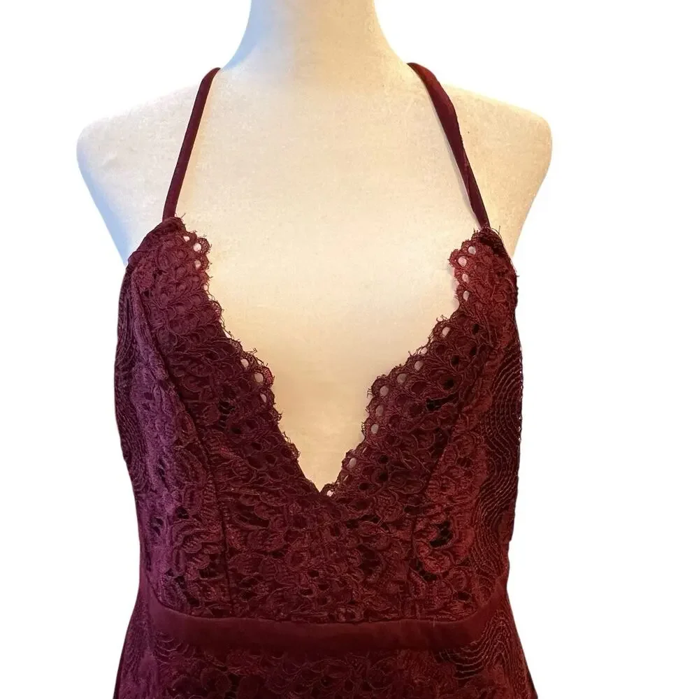 Y2K Whimsigoth Burgundy Slip Dress Sheer Lace Dark Fairy Romantic Witchy Vamp XL - Picture 5 of 16